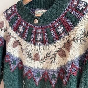 Green Patterned Women's Sweater